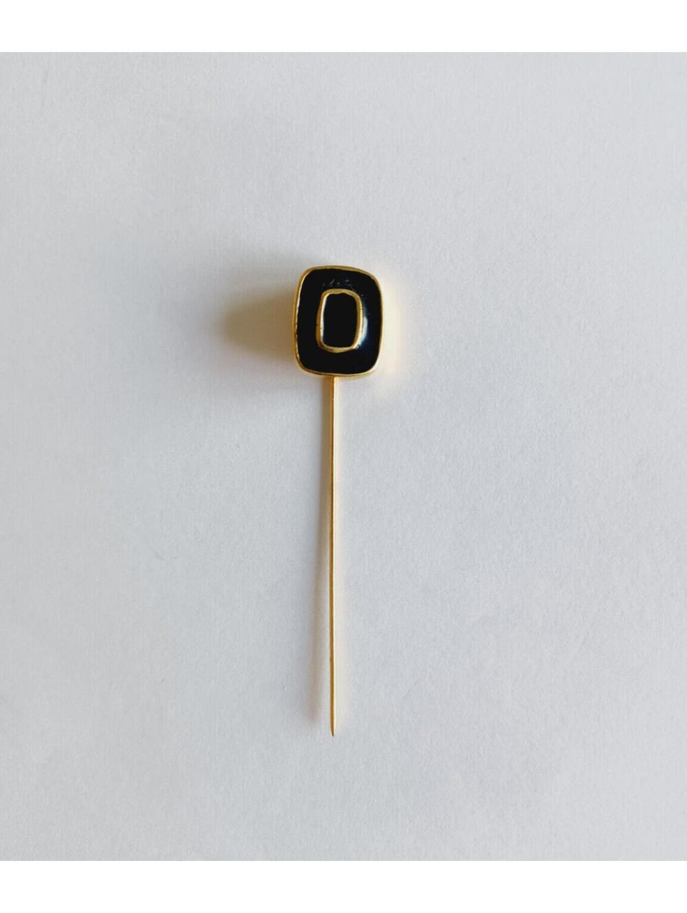 Trifari Geometric Gold Tone Black Enamel Lapel Hat Stick Pin